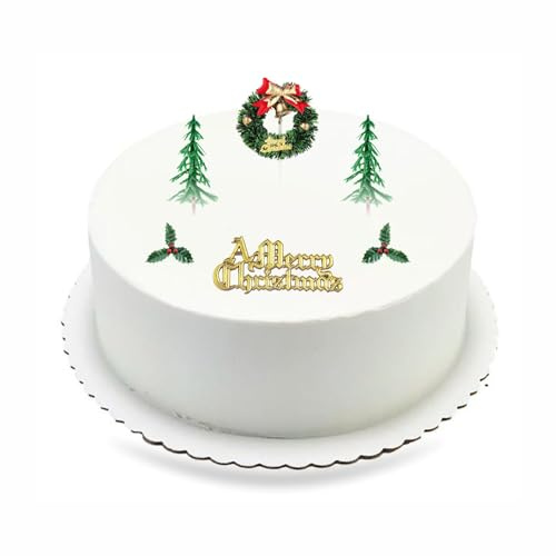 Christmas Cake Decorations Traditional Non Edible Christmas Cake Toppers Reusable Xmas Cupcake Toppers Set Suitable For New Year Xmas Dinner Festive Party Decor Accessories Assorted Designs (6Pcs)