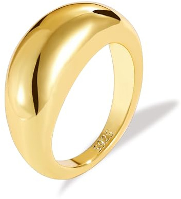 Breit Gold Ringe für Damen Frau 18K Vergoldet Große Klobige Ringe Schmuck