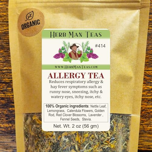 ALLERGY TEA – Herbal blend for seasonal irritation: sneezing, runny nose & itchy eyes – Formulated by Master herbalist Khabir – 100% Organic, Non-GMO, No Additives