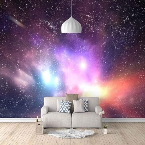 XLMING Esthétique Galaxie Ciel Violet Rêveuse 3D Papier Peint Intissé Salle à Manger Bureau D'étude Canapé Chambre Salon TV Mur-430cm×300cm