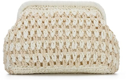 Jywmsc halm kuvertväska för kvinnor sommar strand väskor vävda semester kvällsväskor ihålig axel handväska 2025 med kedja, Begie, 26x16 cm