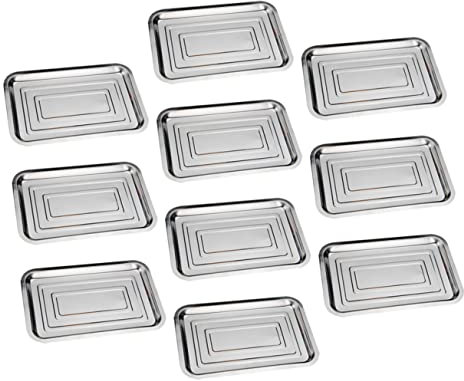 VINTORKY 10pièces Plateau Rectangulaire Inox Plaque Alimentaire Multifonction Pour Barbecue Service Et Cuisson Résistant Et Léger Pour Cuisine Maison Et Professionnelle