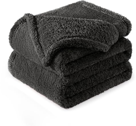 Exclusivo Mezcla Kuscheldecke Fleece Decke für Sofa, Flauschig Kuschelig und Warm Wohndecke Plüschdecke für alle Jahreszeiten, 130 x 150 cm, Grau