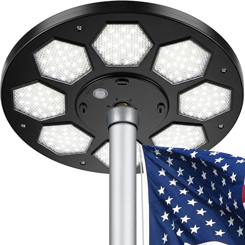 Solar Flag Pole Light,160 LED Ultra Bright, 3000 Lm Brightness, 18H Runtime | 4000mAh Battery, 2 Lighting Modes, Dusk to Dawn, Fit 15-30 Ft Poles, Outdoor IP65 Waterproof, 100% Coverage, Black