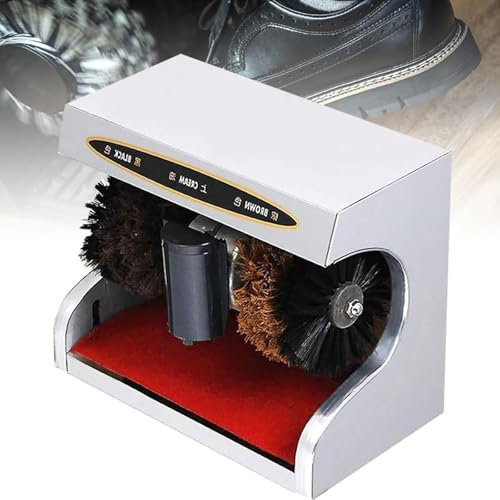 XHSMYXGS Electric Shoe Shine Machine, Automatic Induction Shoe Shine Shoe Polishing Machine with Soft and Hard Brush, for Commercial, Household (Silver)