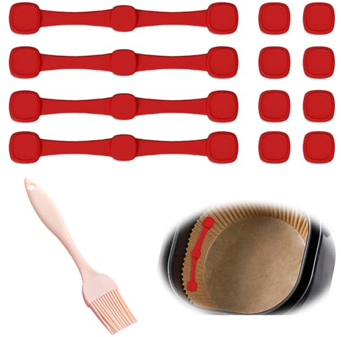 Air Fryer Magnet Silikon Schnalle Set, für Pergamentpapier, Zubehör für Heißluftfritteuse, Verhindern Einweg Papier Liner von der Abdeckung von Lebensmitteln und Berühren des Heizelements zu brennen