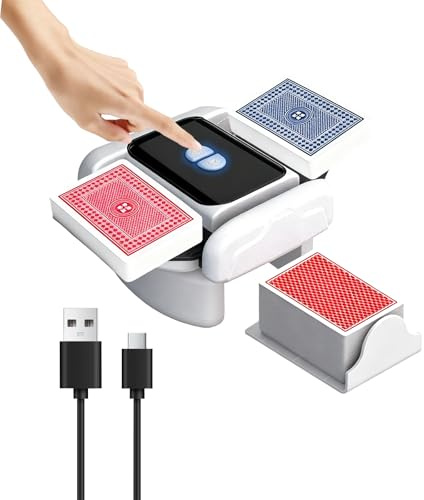 Ruiqas Automatic Card Shuffler Machine with 2 Modes, Rechargeable Shuffling Playing Card Mixer for 1-2 Decks Poker/Blackjack/UNO/Bridge