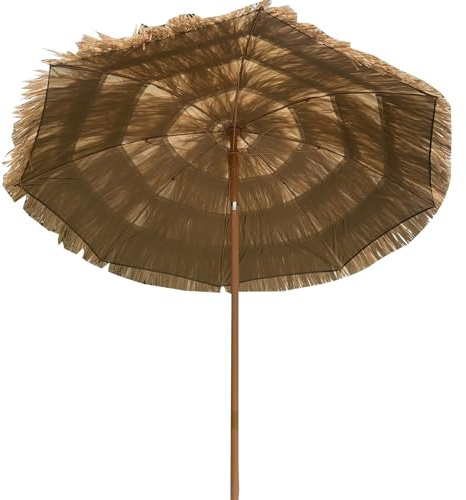 Ombrellone da spiaggia con baldacchino in paglia, 8 costole, portatile, borsa per il trasporto, ombrellone da esterno per giardino, piscina, bar, 1,6 m, per divertimento estivo