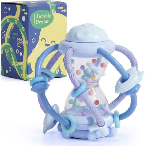 Baby Teething Toy & Rattle by Jumble Dream – BPA-Free Teether Silicone Sensory Toy for Babies – 0–12 Months Infant Toy – Soft, Safe, Travel-Friendly –Baby Essential Gift Jumble Jiggle
