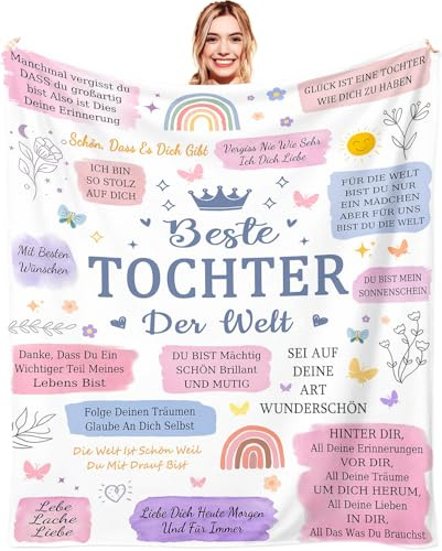 ARRITS Kuscheldecke Tochter Geschenke von Mama und Papa | Personalisiert Decke An Meine Tochter zum Geburtstag Weihnachten, Eltern für Töchter Super Weich Flanelldecke Wohndecke Sofadecke