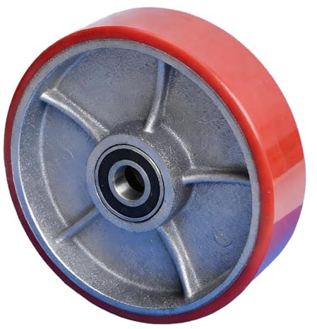 predolo Volante de Repuesto para transpaleta hidráulica de Empuje Manual, Resistente al Desgaste, 180 mm x 50 mm, con rodamientos, Rueda de PU Roja