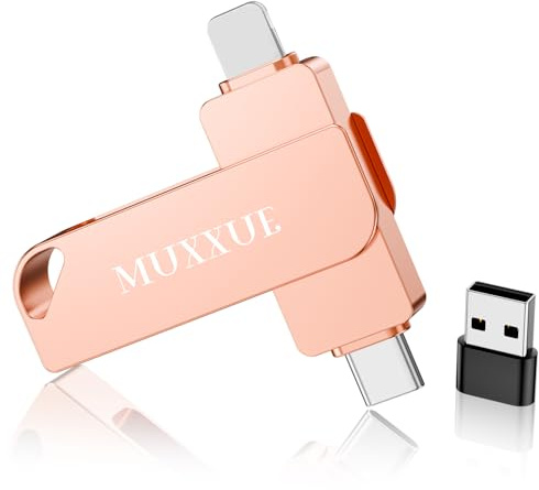 【sans Application】 MUXXUE Clé USB pour iphone 128 Go | 3 en 1 Cle USB iphone Stockage pour 1Phone 1Pad Android Tablette et PC Cle USB C pour Stockage Photos, Vidéos, Fichiers