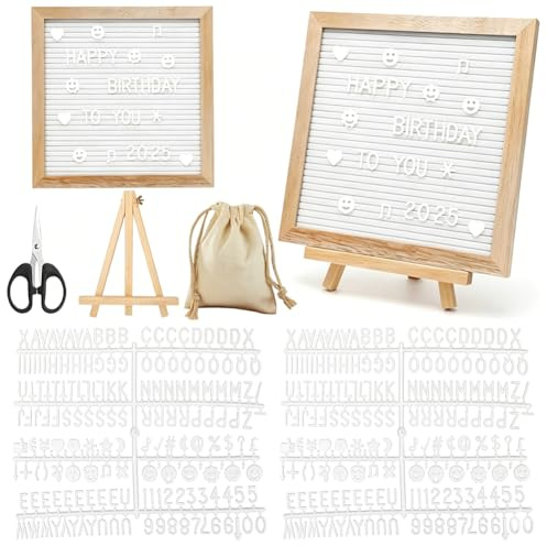 Bokstavstavla av ek och filt 25 × 25 cm bokstavstavstavstavla med 350 bokstäver staffli sax och påse, bokstäver tavla trä bokstavstavstavstavla sticktavla memotavla för hem kontor kök