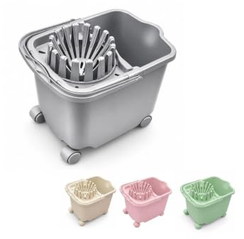 JARDIN202 - Cubo de Fregona con 4 Ruedas | Sistema Escurrefácil 15L | Limpieza de Suelos Domésticos | Rectangular 29x40x32cm | (Plata)