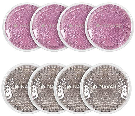 Navaris Pack 8x Compresse Chaud Froid - Lot Poche Perles Gel Chaud Froid Lavable Réutilisable - Patch Gel Compresse Congélateur Micro-ondes