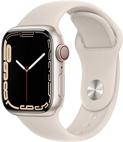 Apple Watch Series 7 (GPS + Cellular, 41mm) Starlight Aluminum Case with Starlight Sport Band, Regular (Renewed)