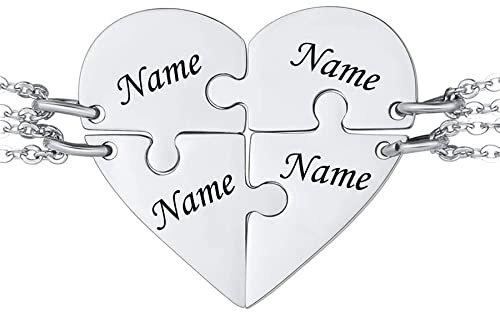 Cupimatch Freundschaftskette BFF Ketten für Freunde Freundin Familie - Personalisiert Liebe Herz Puzzle Halsketten für 2-3-4-5