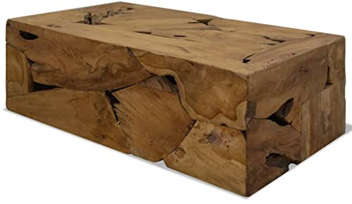 INLIFE Couchtisch Echtholz 90 x 50 x 30 cm Braun