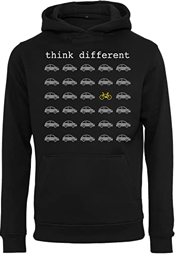 Baddery Fahrrad Pullover Herren - Think Different - Rennrad Zubehör Hoodie Kapuzenpullover (L)