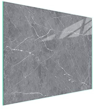 DarHaus Herdabdeckplatte einteilig 52x30 cm Ceranfeld Abdeckung Glas Spritzschutz Abdeckplatte Glasplatte Herd Ceranfeldabdeckung Deko, Marmor Grau