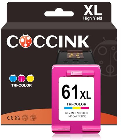 COCCINK 61XL Color Ink Cartridge for HP Officejet 4630 4632 4635 2620 2622 Envy 4500 4502 5530 5535 5534 Deskjet 1000 1010 1510 1512 Printer Remanufactured for HP Ink 61 XL Printer Ink HP 61(1 Color)