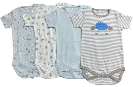 NIYS Unisex Bodysuits Shortsleeved Comfortable Soft 100% Cotton Vests for 0 to 24 Months Baby Boys and Girls (Colour 1, 3-6M)
