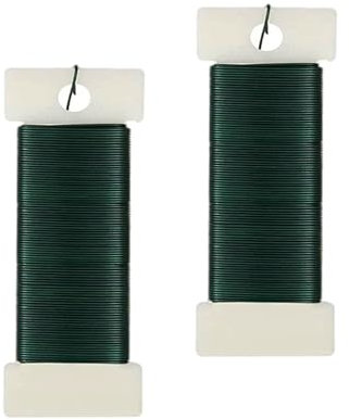 2 Rolls Green Florist Wire - 35m/Roll, 22 Gauge, Christmas & Garden Floral Wire for Wreaths, Bouquets & Flower Arrangements