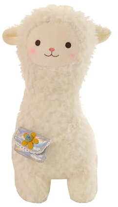 Herfair Alpaka Kuscheltier, Plüschtier Plushies Weiches Lammfellwolle Stofftier Alpaka Kissen Geschenk für Kinder Mädchen Jungen (28cm)