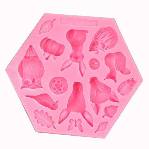 VOoqo Silikonbackform 2 Stück Eule Igel Hase Tier Set Diy Fondant Kuchen Schokolade Backen Silikonform