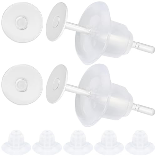 Beebeecraft 1 Box 200 Stück Blanke Ohrstecker 925 Sterlingsilber Plattiert 4 mm Ohrstecker Rohlinge Flache Runde Metall Ohrstecker mit Ohrring Rücken für DIY Schmuckherstellung