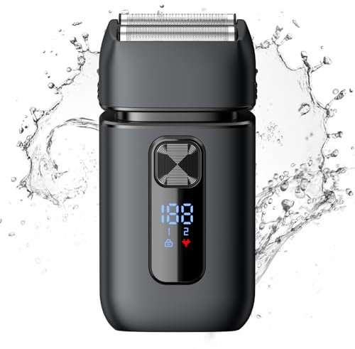 Brightup Foil Shaver, Electric Razor for Men, Upgraded Electric Shaver with Pop Up Trimmer, USB-C Rechargeable, Waterproof, Cordless, Double Floating Blade for Close Shaving, Black