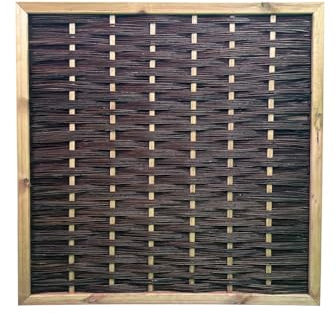 Weidenzaun Mia2 mit 120x120cm aus Weide und Holzrahmen von bambussi.com