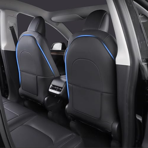 Arcoche Model Y Protecteur de Siège Arrière pour Tesla Housse de Couverture d'Accoudoir pour Model 3 Y S X Cuir Tapis de Protection Anti-Traces de Pieds Anti-Rayures avec Sac de Rangement 2 PCS