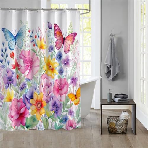 Duschvorhang Colorful 120x200cm Beschwerter Saum Wasserdicht Duschvorhänge Waschbar Polyester Stoff Shower Curtains Mit Ösen Duschvorhangringe Bad Curtain Badewanne Badezimmer Vorhang Gardinen 322