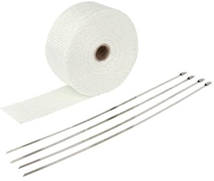 Bande Thermique Echappement Rouleau d'enveloppe d'échappement de moto, bande thermique de silencieux, système d'isolation de bouclier thermique avec attaches en acier inoxydable, accessoires de moteur