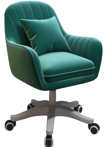 Luxuriöser Drehstuhl aus Samt mit Sessel, verstellbar, Make-up-Stuhl für Zuhause, Büro, Wohnzimmer, Schlafzimmer, Dunkelgrün