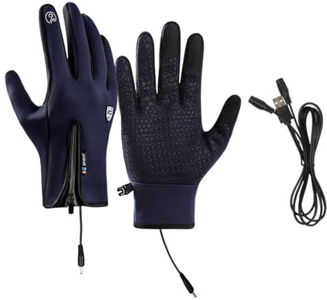 Beheizte Arbeitshandschuhe, per USB wiederaufladbar, Touchscreen-Handschuhe, Reißverschluss-Design, rutschfeste Handschuhe, kaltes Wetter, Ausrüstung für Outdoor-Aktivitäten