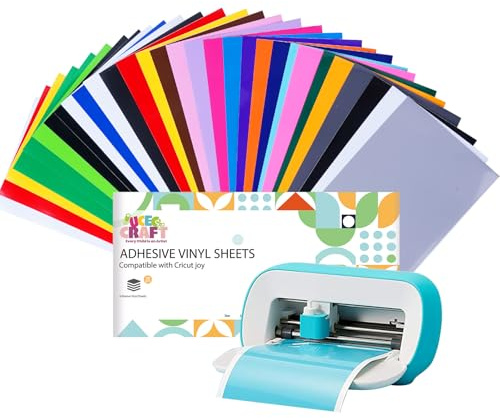 UCEC 30 stycken smart vinyl permanent för Cricut Joy, vinylfolieplotter, 14 cm x 30,5 cm, självhäftande plotterfolie vinyl med 23 färger, vinylplotter film med för gör-det-själv, mobiltelefonfodral,