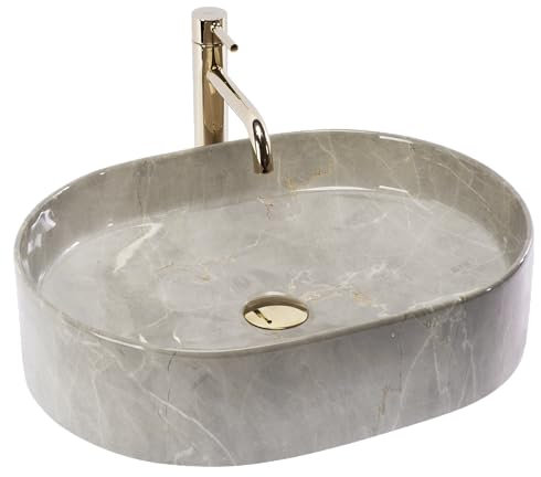 Rea Ovales Aufsatzwaschbecken aus Keramik Nadia 50 Kashmir Oval Grey - 50X38X14CM