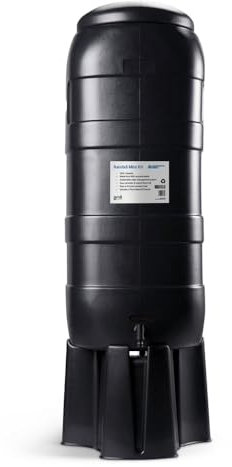 100L Slimline Black Rainfall Mini Water Butt Kit – Space Saving Rainwater Water Butt Complete with Stand, Lid, Hose Connect Tap & Rain Diverter for Garden Water Storage – UK DESIGNED AND MANUFACTURED