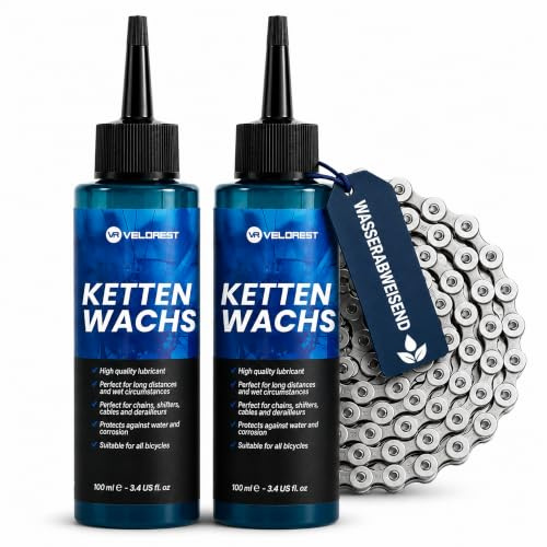 Velorest Chain Lube 2er-Pack - Kettenwachs Fahrrad, Kettenfett, 2x 100ml | Fahrrad Kettenöl mit Wachs & Teflon, wasserabweisend, schützt vor Rost, für MTB, Rennrad & E-Bike, 2x 100ml