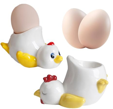 Zuzer 2PCS Portauova in Ceramica,Portauovo in Porcellana,Porta Uova alla Coque per Uova Sode o alla Coque per Colazione