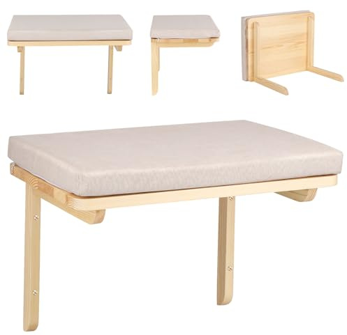 HUOLE Kletterwand für Katzen mit 2 Stufen I Hängematte für Katzen 3-teilig I Set Kratzbaum zur Wandmontage I für Katzen I Liegestuhl 40 x 30 x 25 cm - Grau