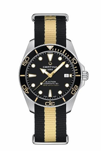 Certina, Mens, DS Action Gent, 40.5, mm, Synthetic, Automatic, Powermatic 80, Nivachron, Date, Watch, Black, Synthetic, C0484071805101