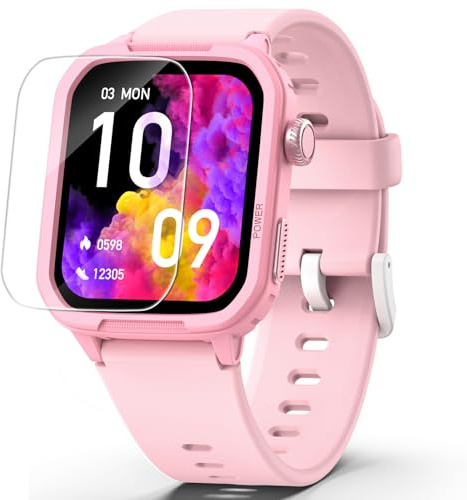 Kids Smart Watch for Boy Girl, Kids Watches with 19 Sport Modes, Heart Rate, Sleep Monitor, Pedometer, Alarm Clock, IP68 Waterproof Fitness Tracker, Gift for 6-16 Year Old Boys Girls Toys (Pink)
