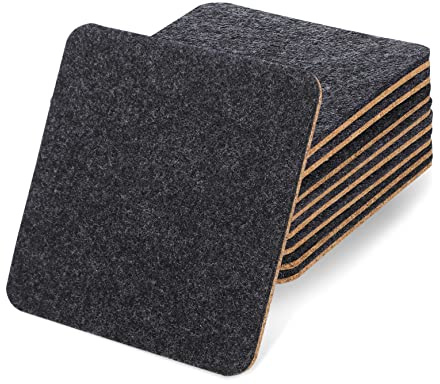 HOMOBABE Posavasos De Corcho y Fieltro Cuadrados 10x10 Cm, Doble Cara Absorbentes y Resistentes Al Calor, para Bebidas y Muebles Hogar, Oficina y Restaurante, Pack De 8 Unidades