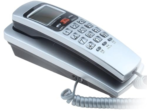 Support mural et téléphone filaire avec affichage de l'appelant et rappel du dernier numéro