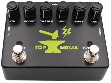 SPYMINNPOO Pedale degli Effetti di Boost Top Metal, Pedale di Chitarra Elettrica a 3 Bande Eq a Fuoco