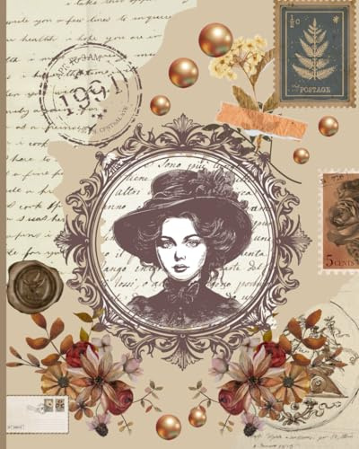 Vintage Lady composition notebook, collage ruled, 6 X 9, 100 pages.