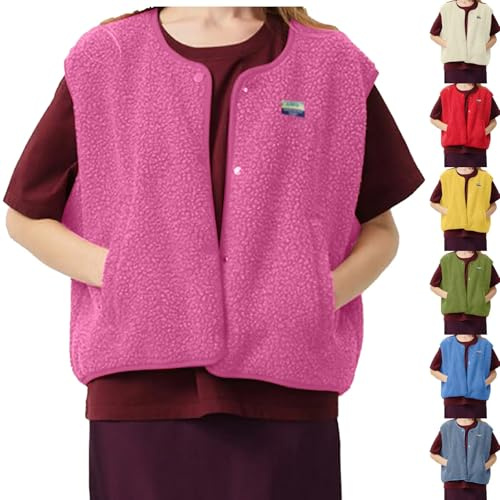 Generisch Grau Teddy Fleece Weste Damen Leicht Weste Herbst Winter Fleeceweste Warm Ärmellos Westen Casual Einfarbig Damenweste Herbstmantel Pelzjacke Reißverschluss Plüschweste Warme Ärmellose S-5XL